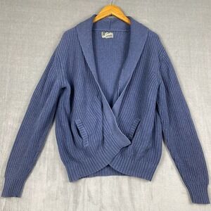 Vtg‎ Lucky Knitwear Cardigan Mens Small 100% Cotton Chunky Knit Shawl Collar